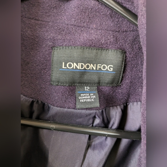London Fog Luxury Wool Purple Overcoat 💜 Size 12 - Picture 6 of 7